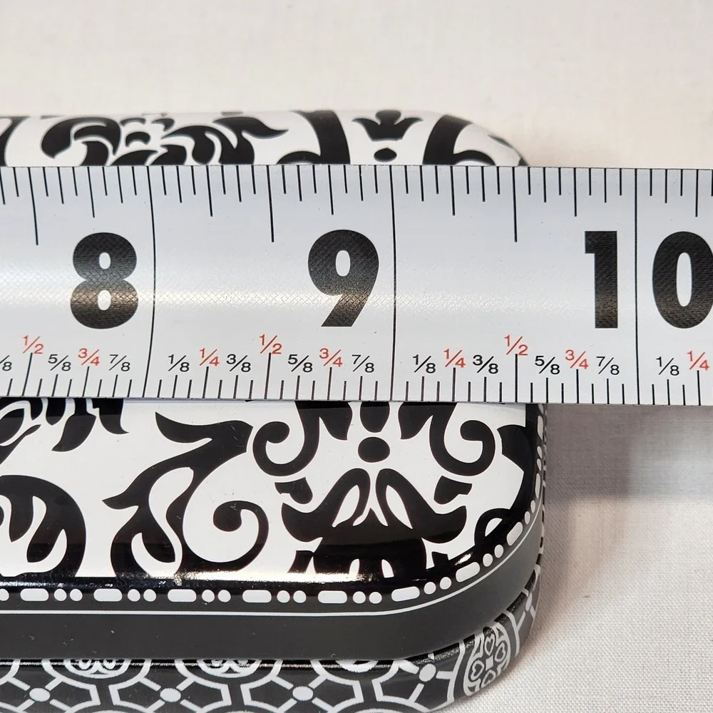 Brighton Black White Damask Metal Storage Tin Watch Jewelry Box Organizer 9